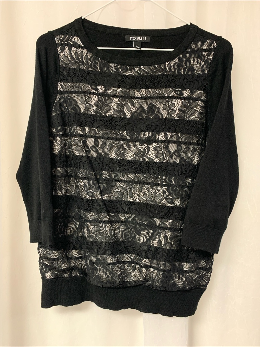 Black Lace Front Sweater